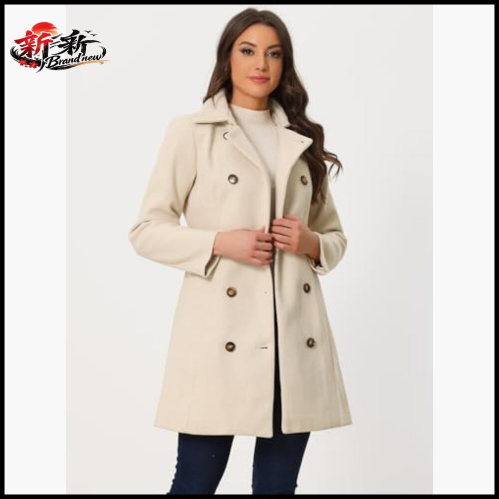 Polyester Winter Trench Coat Double Breasted Belt… - image 2